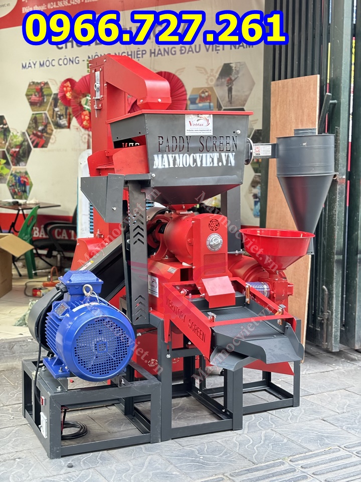 máy xát gao 3 pha có gầu tải tự hút chạy điện 3 pha năng suất 600kg/h