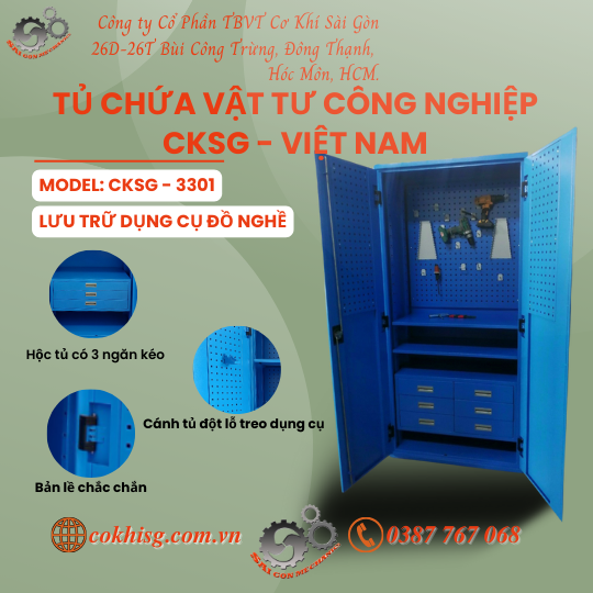 Tủ Chứa Dụng Cụ Vật tư CKSG - 3301 Chất Liệu Sắt Sơn Tĩnh Điện