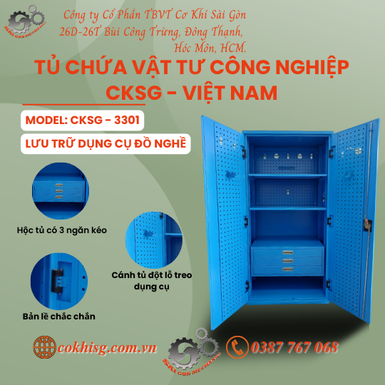 Tủ Chứa Dụng Cụ Vật tư CKSG - 3301 Chất Liệu Sắt Sơn Tĩnh Điện