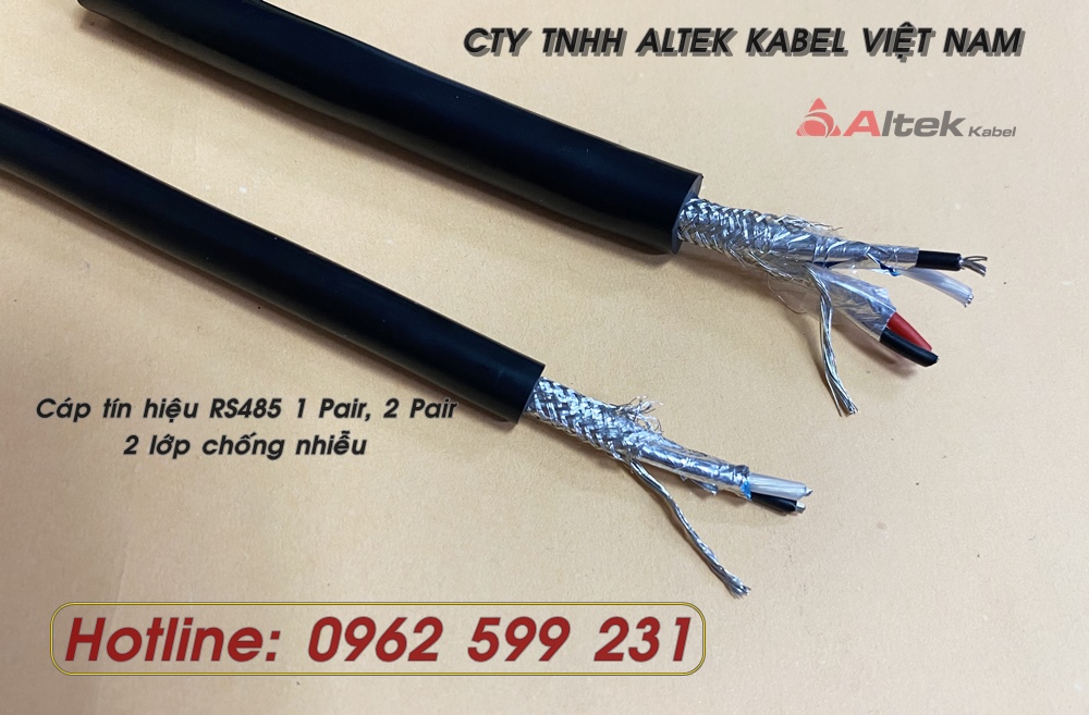 Cáp RS485 / Cáp tín hiệu chống nhiễu lõi và lưới si bạc 1Pair 2 Pair