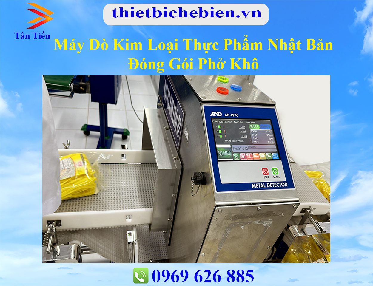 Máy dò kim loại thực phẩm Nhật Bản đóng gói phở