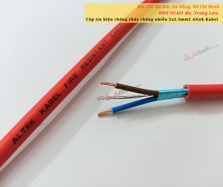 Cáp tín hiệu chống cháy chống nhiễu 2x2.5mm2