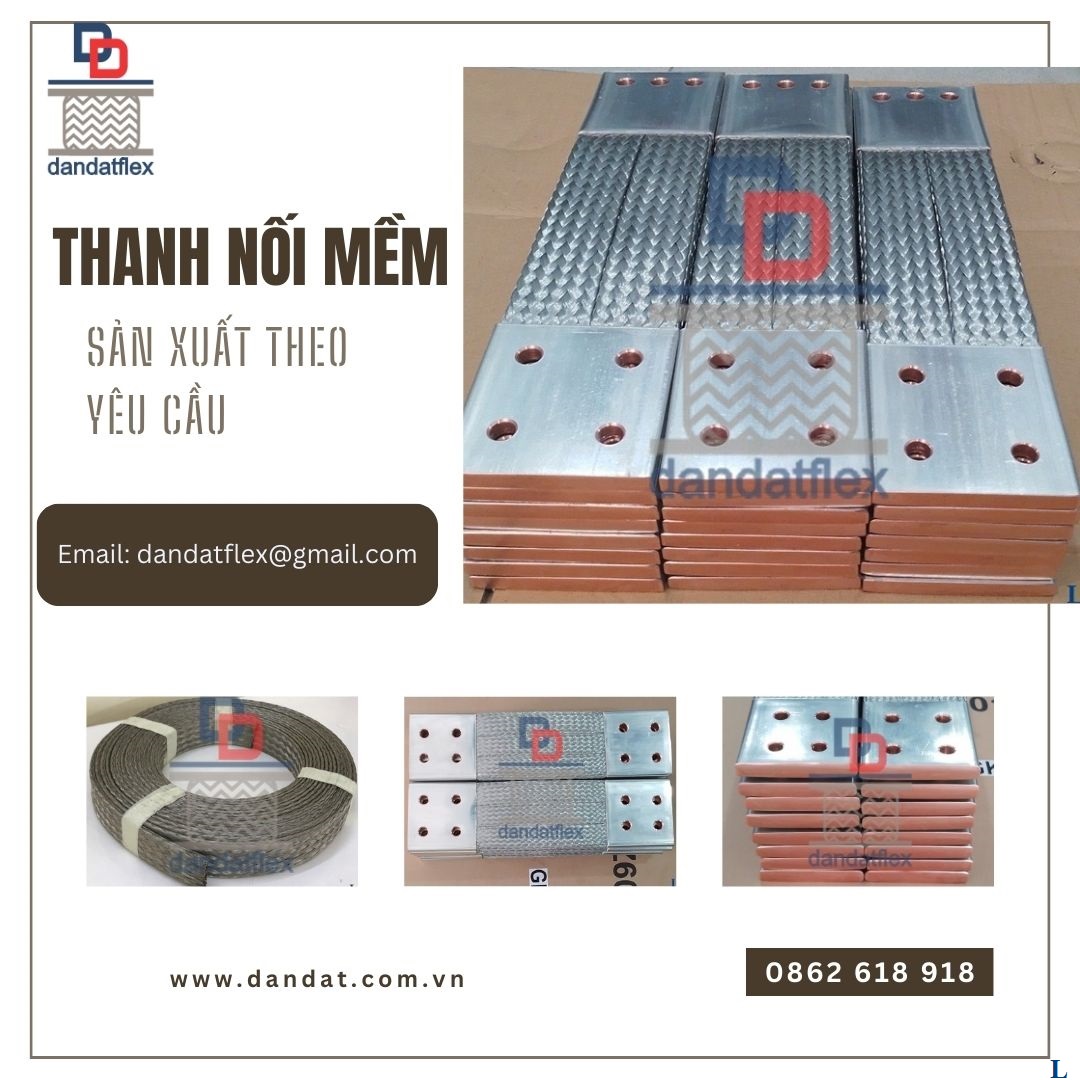 Khớp nối mềm busway, dây đồng bện mạ thiếc 2 đầu cốt
