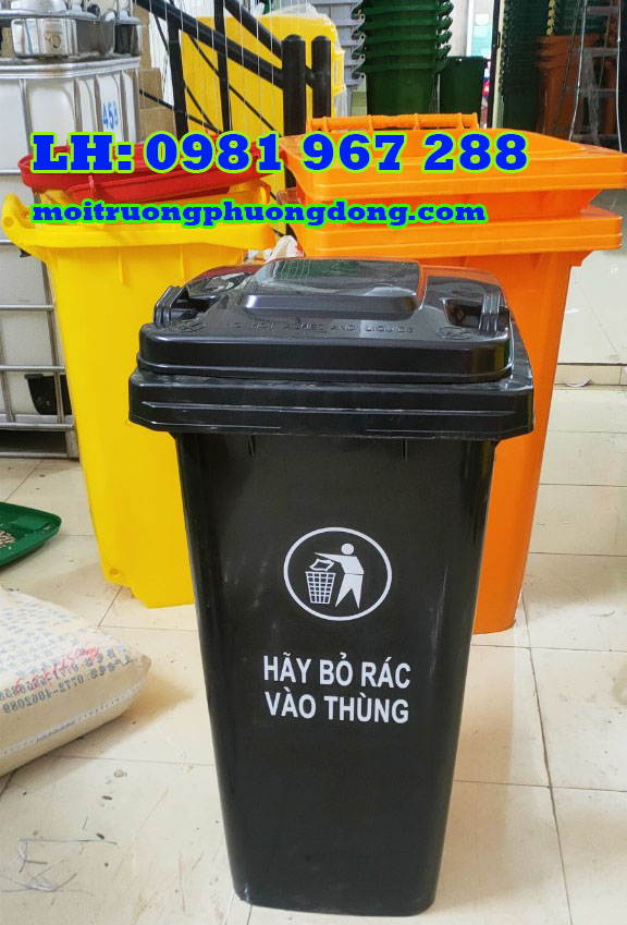 Thùng rác 120L màu đen đựng rác thải nguy hại