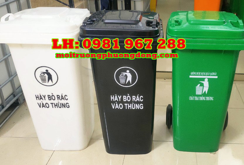 Thùng rác 120L màu đen đựng rác thải nguy hại