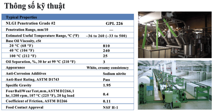 MỠ BÔI TRƠN CHEMOURS KRYTOX GPL 226 CHỊU NHIỆT ĐỘ CAO