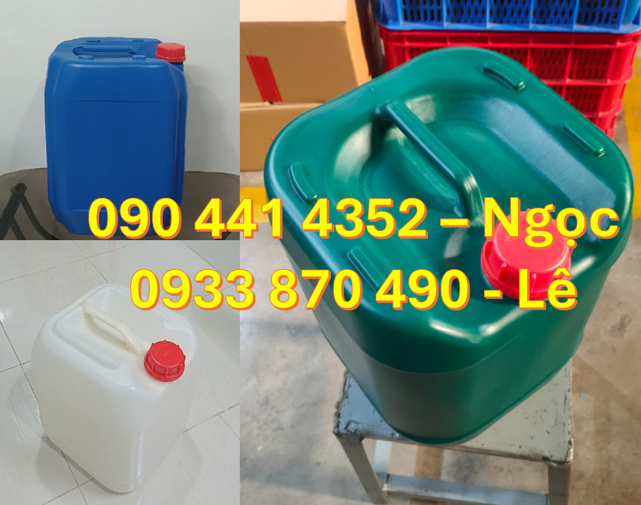 Gía can nhựa 30 lít rẻ, can nhựa 25 lít màu xanh lá, can nhựa 20 lít