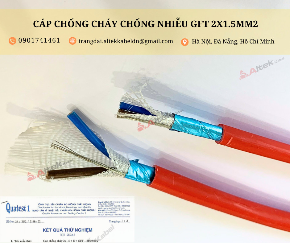 Dây tín hiệu chống nhiễu, chống cháy chịu nhiệt 2 lõi Altek Kabel nhập