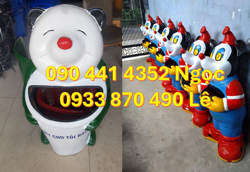 Thùng rác con cá heo composite, gia công thùng rác hình con voi,