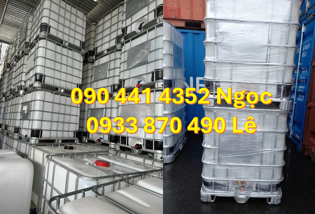 Bán tank nhựa ibc 1000 lít đựng axit, bồn nhựa 1000 lít vuông trắng