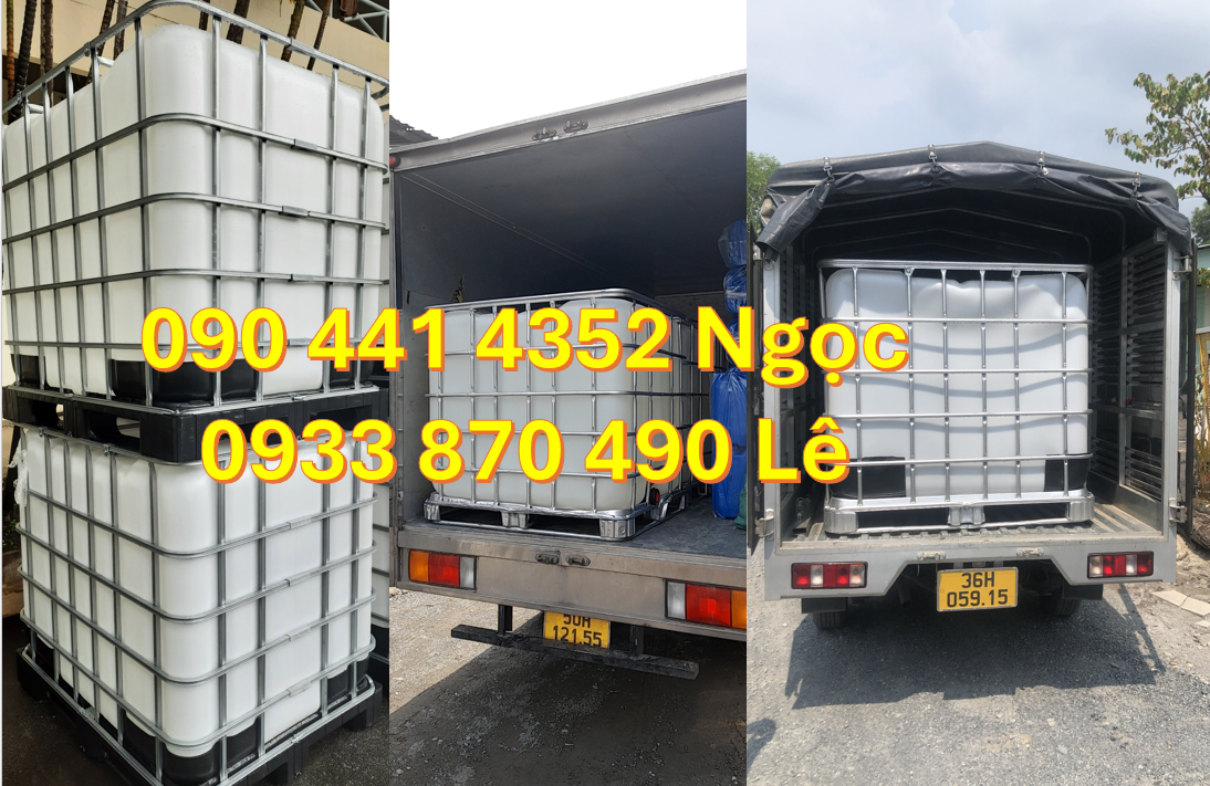 Bán tank nhựa ibc 1000 lít đựng axit, bồn nhựa 1000 lít vuông trắng