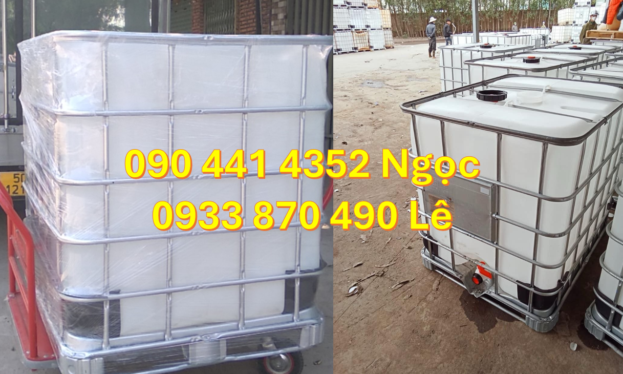 Bán tank nhựa ibc 1000 lít đựng axit, bồn nhựa 1000 lít vuông trắng