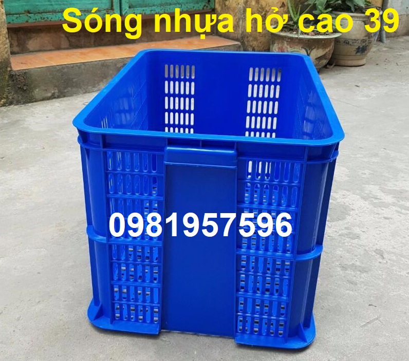 Sóng nhựa hở cao 39, sọt nhựa công nghiệp, sóng nhựa, sọt nhưạ