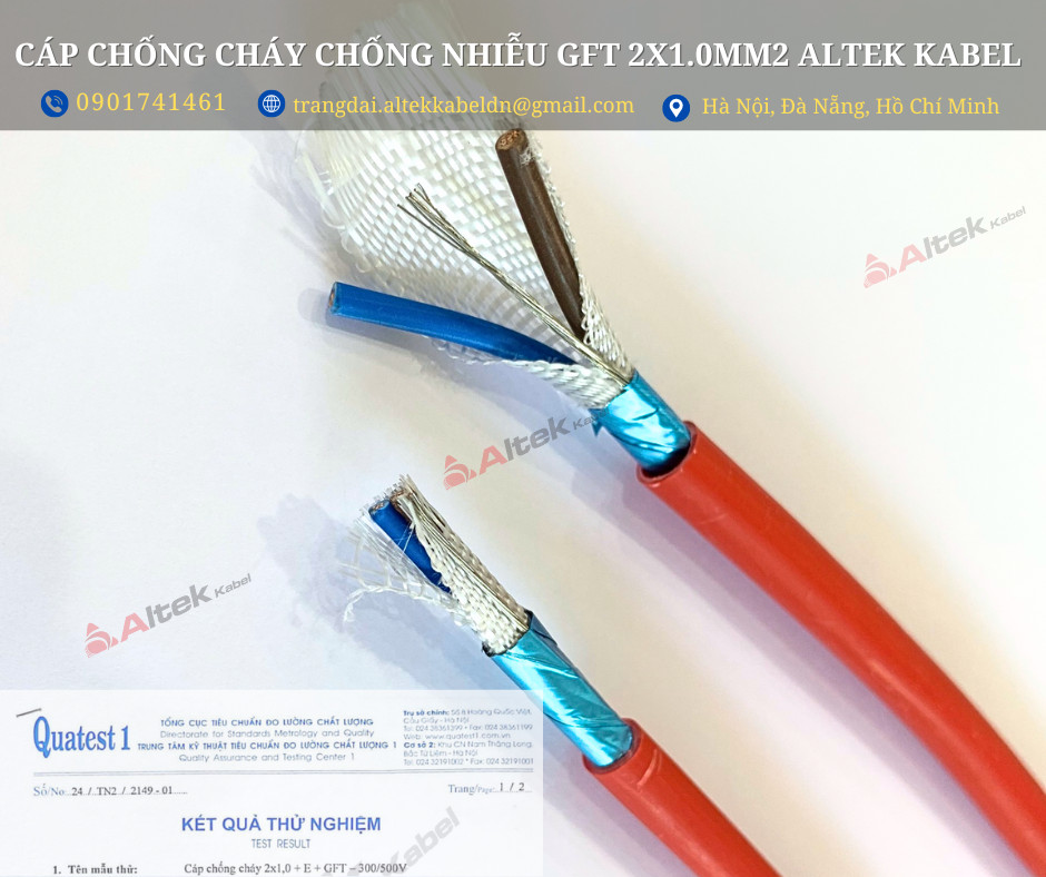 Dây tín hiệu báo cháy chống cháy, chống nhiễu 2x1.0 GFT Altek Kabel