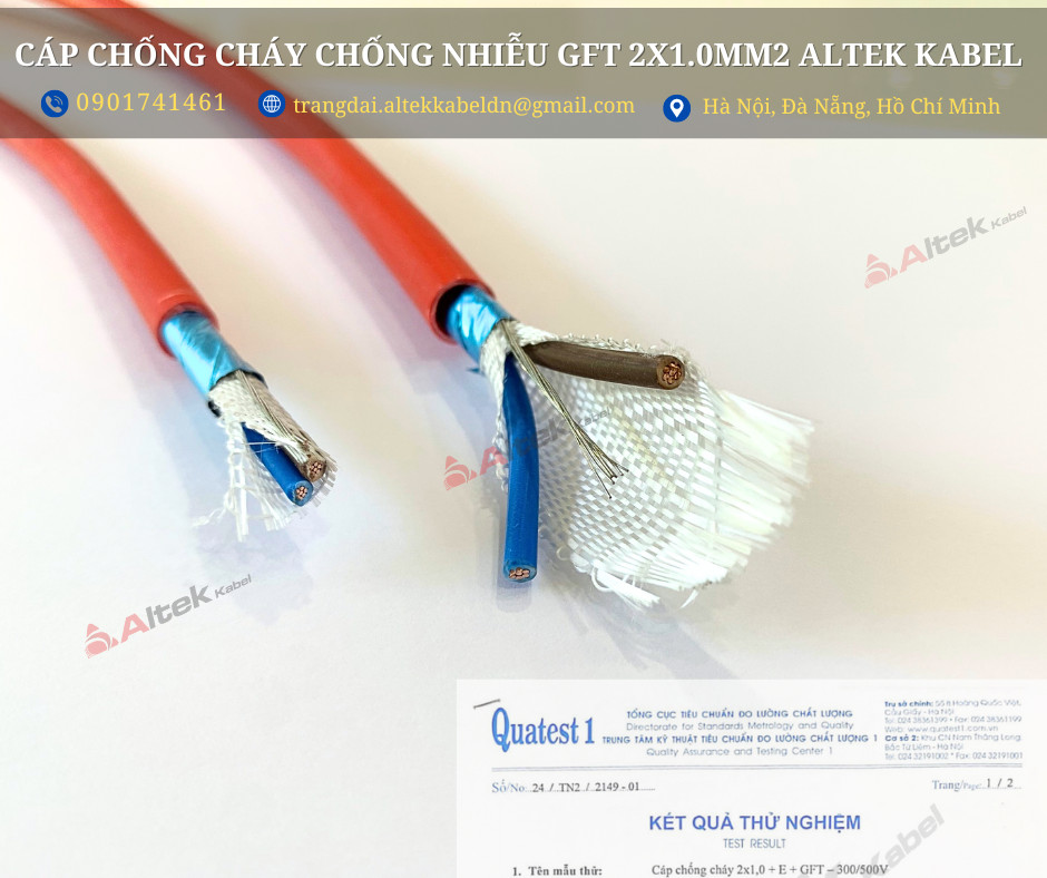 Dây tín hiệu báo cháy chống cháy, chống nhiễu 2x1.0 GFT Altek Kabel