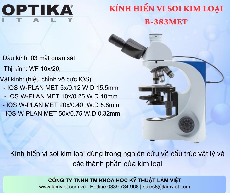 Kính hiển vi sinh học Optika B-383Met