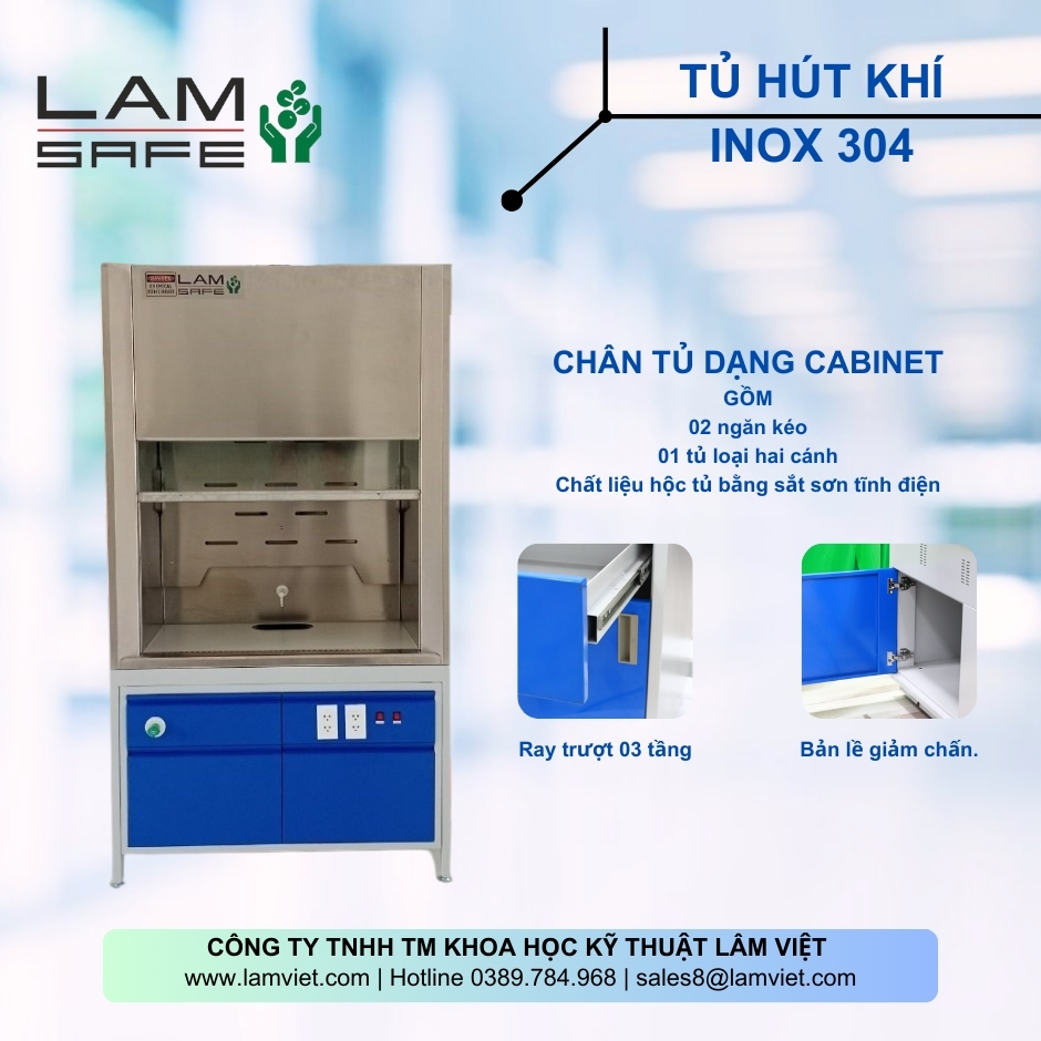 Tủ hút khí độc inox 304 Lâm Việt