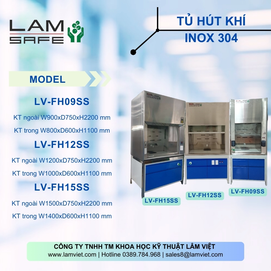 Tủ hút khí độc inox 304 Lâm Việt