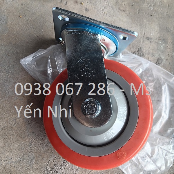 Bánh xe đẩy hàng TPU lõi nhựa xám K150 giá rẻ