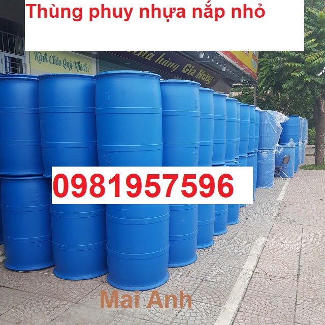 Phuy nhựa nắp kín 220l, phuy nhựa cũ làm bè