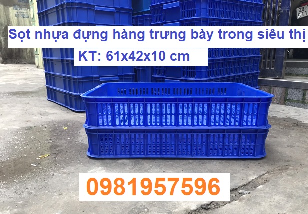 Sọt nhựa đựng hàng trưng bày tại các siêu thị, sóng nhựa hở cao 10 cm