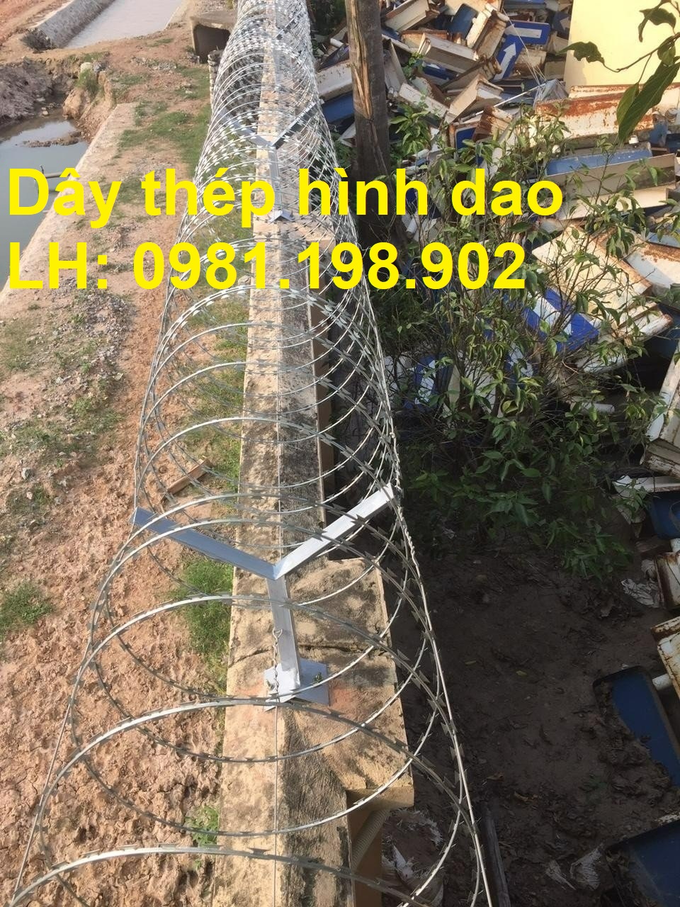 Dây thép gai hình dao đường kính 60, 80cm, hàng rào dây thép gai dao