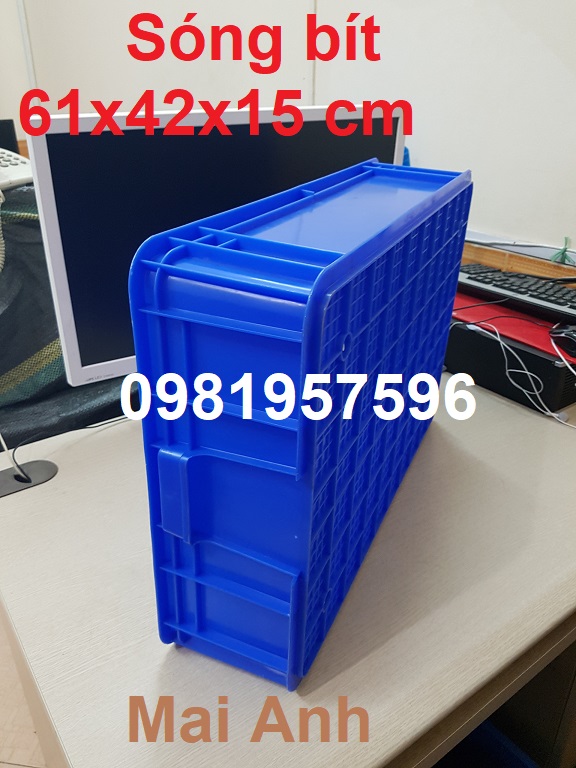 Sóng nhựa bít, thùng nhựa đặc 61x42x15 cm