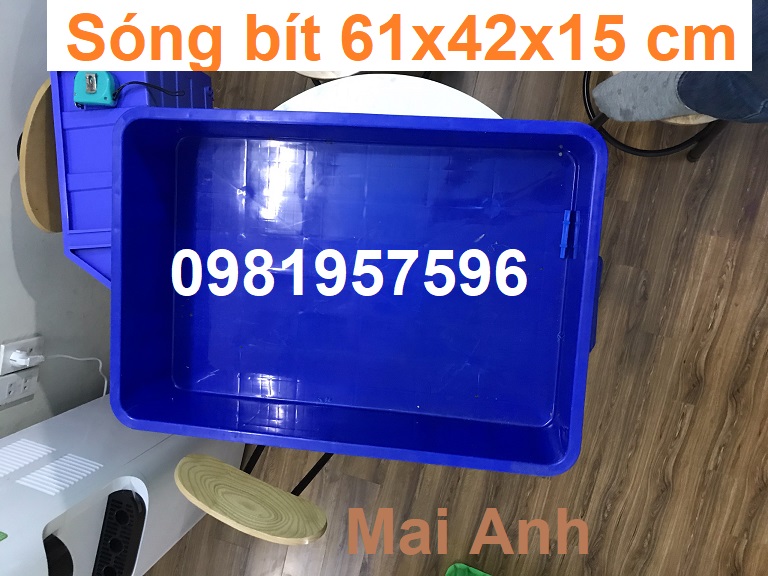 Sóng nhựa bít, thùng nhựa đặc 61x42x15 cm