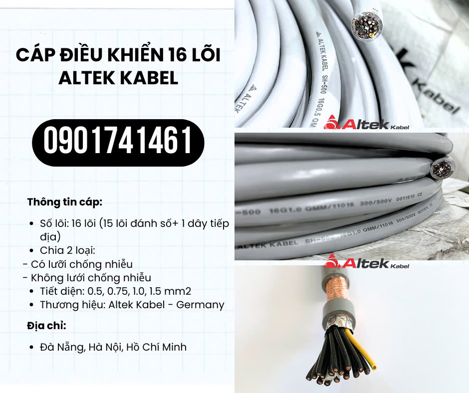 Cáp điều khiển 16 lõi Altek Kabel chống nhiễu/ không chống nhiễu