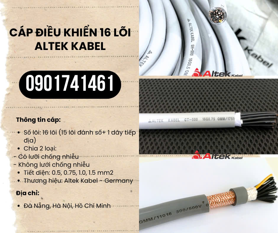 Cáp điều khiển 16 lõi Altek Kabel chống nhiễu/ không chống nhiễu