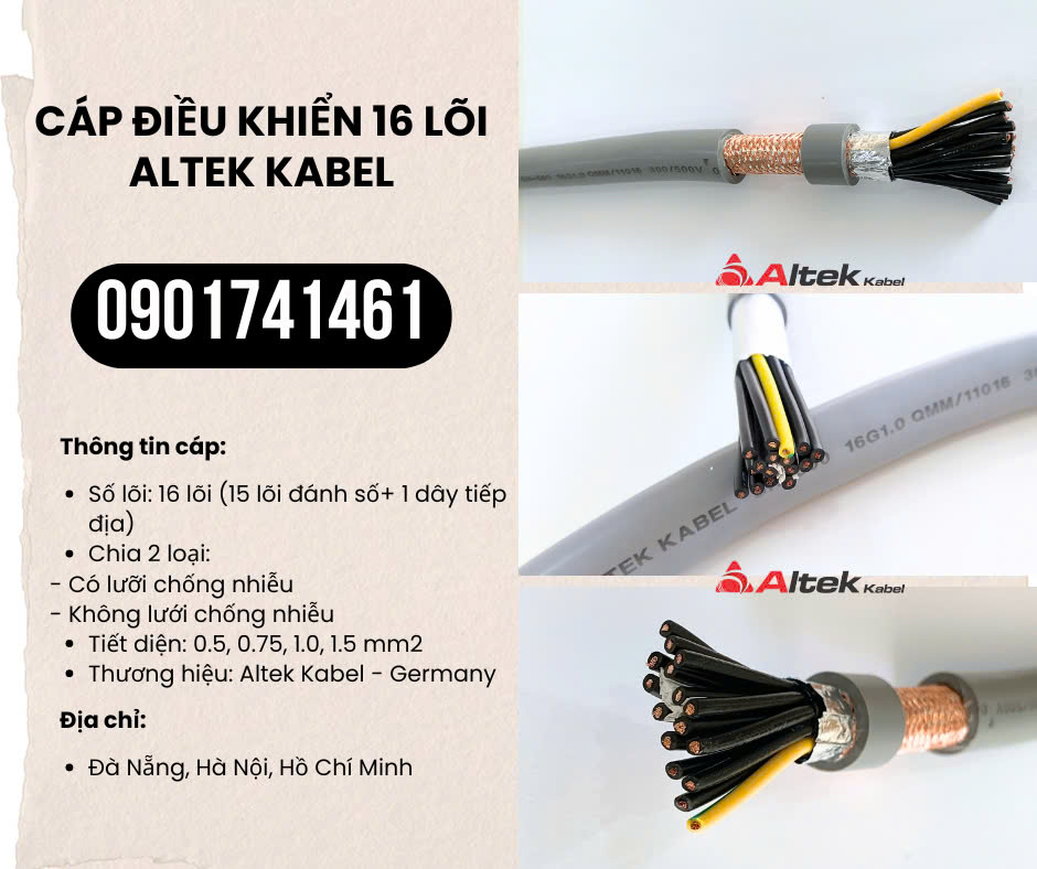 Cáp điều khiển 16 lõi Altek Kabel chống nhiễu/ không chống nhiễu