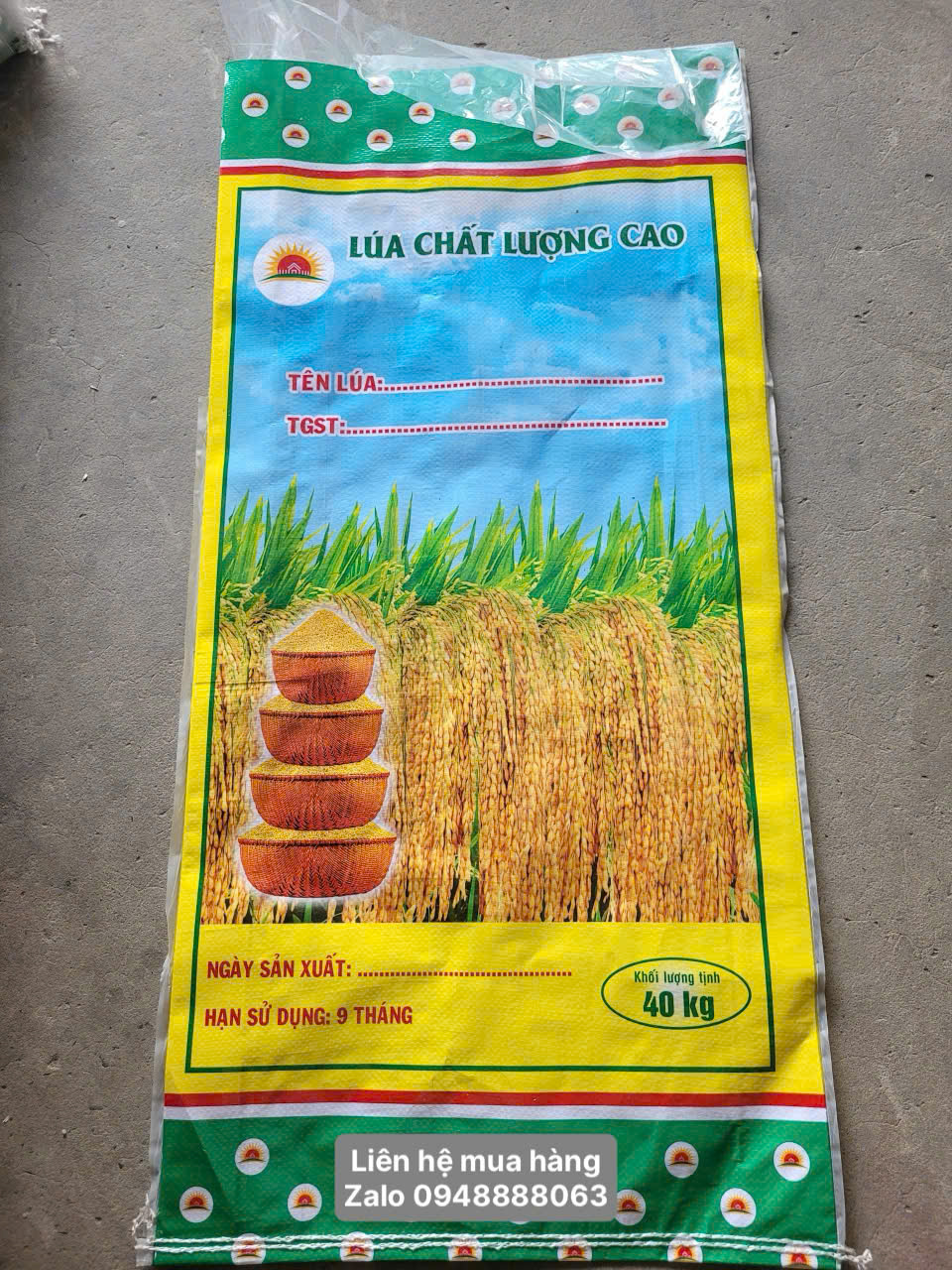 Bao lúa giống 40kg in sẳn có lồng sẳn PE