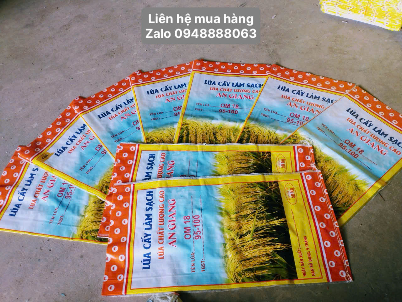 Bao lúa giống 40kg in sẳn có lồng sẳn PE