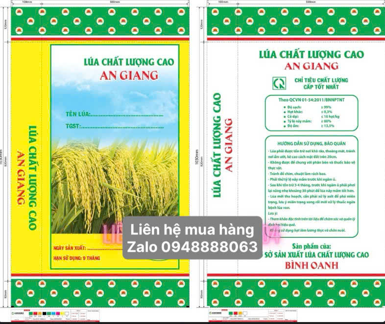 Bao lúa giống 40kg in sẳn có lồng sẳn PE