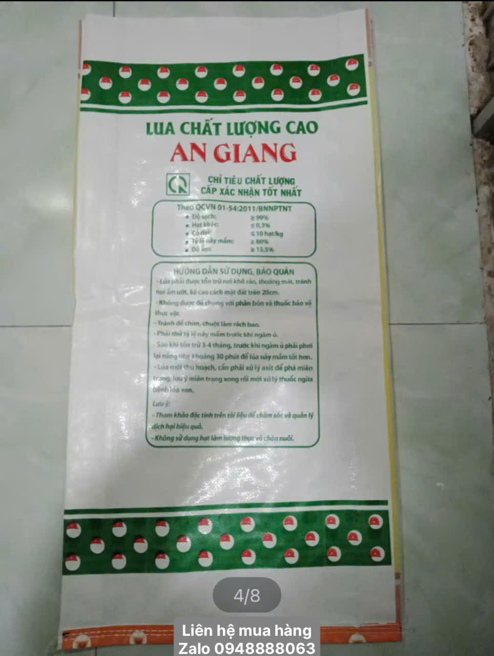 Bao lúa giống 40kg có PE in sẳn chất lượng