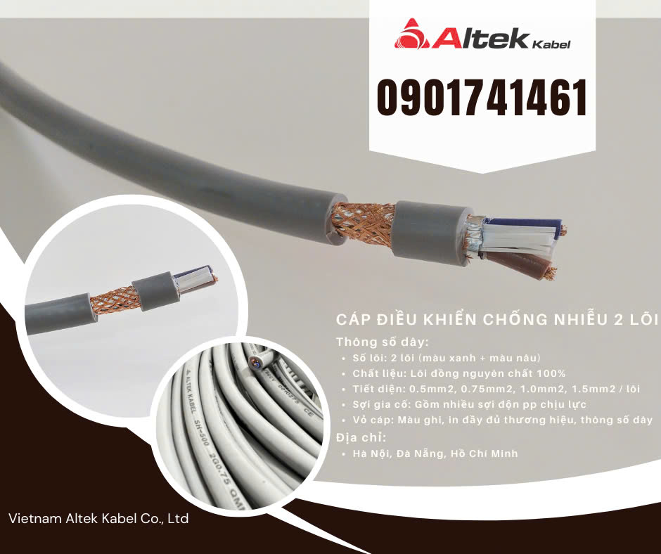 Nhà phân phối cáp điều khiển 2 lõi Altek kabel tại Đà Nẵng