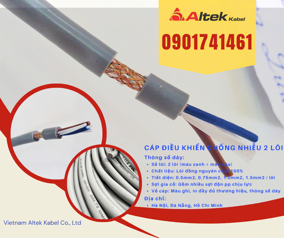 Nhà phân phối cáp điều khiển 2 lõi Altek kabel tại Đà Nẵng