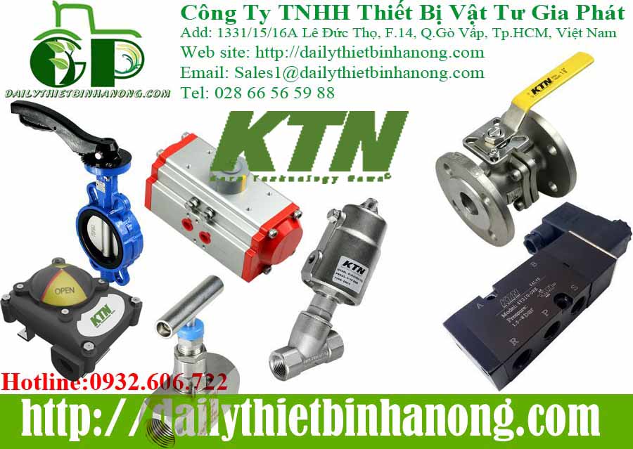 Van bi, van bướm, van điện từ KTN với bộ truyền động