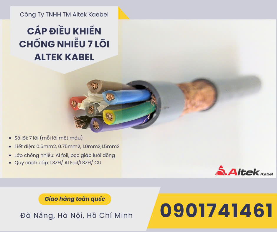 Dây tín hiệu có lưới chống nhiễu 7 lõi Hà Nội, Đà Nẵng, HCM