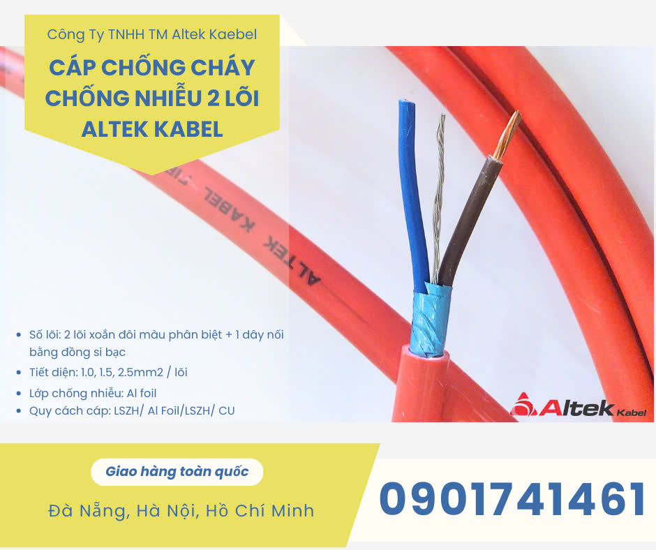 Dây cáp tín hiệu chống cháy, chống nhiễu 2 lõi Altek Kabel Hà Nội