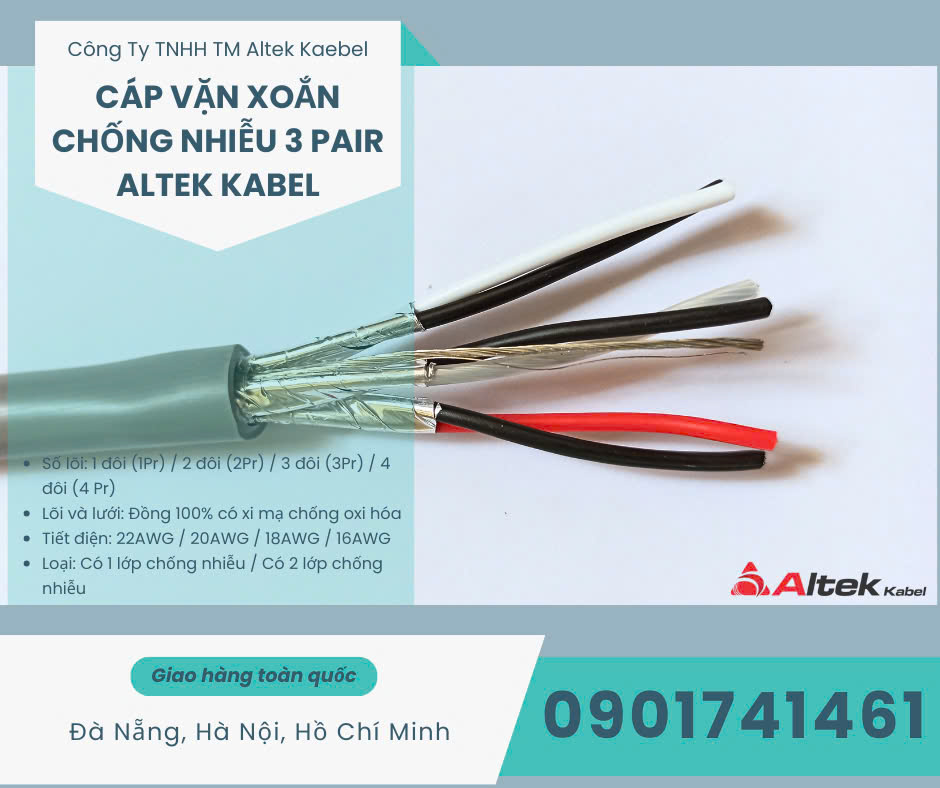 Cáp tín hiệu vặn xoắn chống nhiễu 1 pair, 2 pair, 3 pair, 4 pair