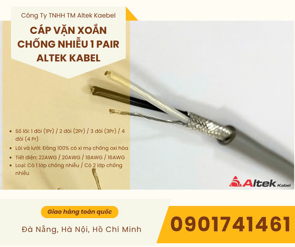 Cáp tín hiệu vặn xoắn chống nhiễu 1 pair, 2 pair, 3 pair, 4 pair