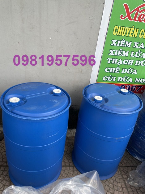 phuy nhựa, thùng phuy nhựa cũ làm bè, phuy nhựa loại dày dặn
