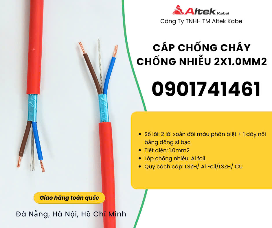 Dây cáp tín hiệu chống cháy, chống nhiễu 2 lõi Altek Kabel Đà Nẵng