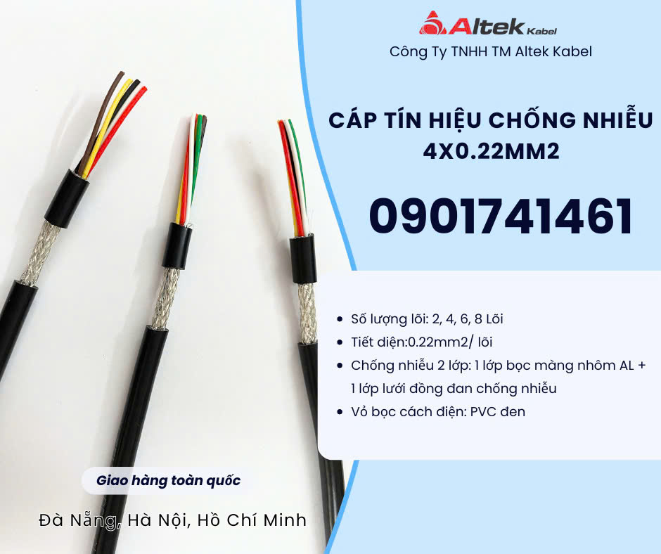 Dây cáp tín hiệu chống nhiễu 4x0.22mm2 Đà Nẵng, Hà Nội, HCM