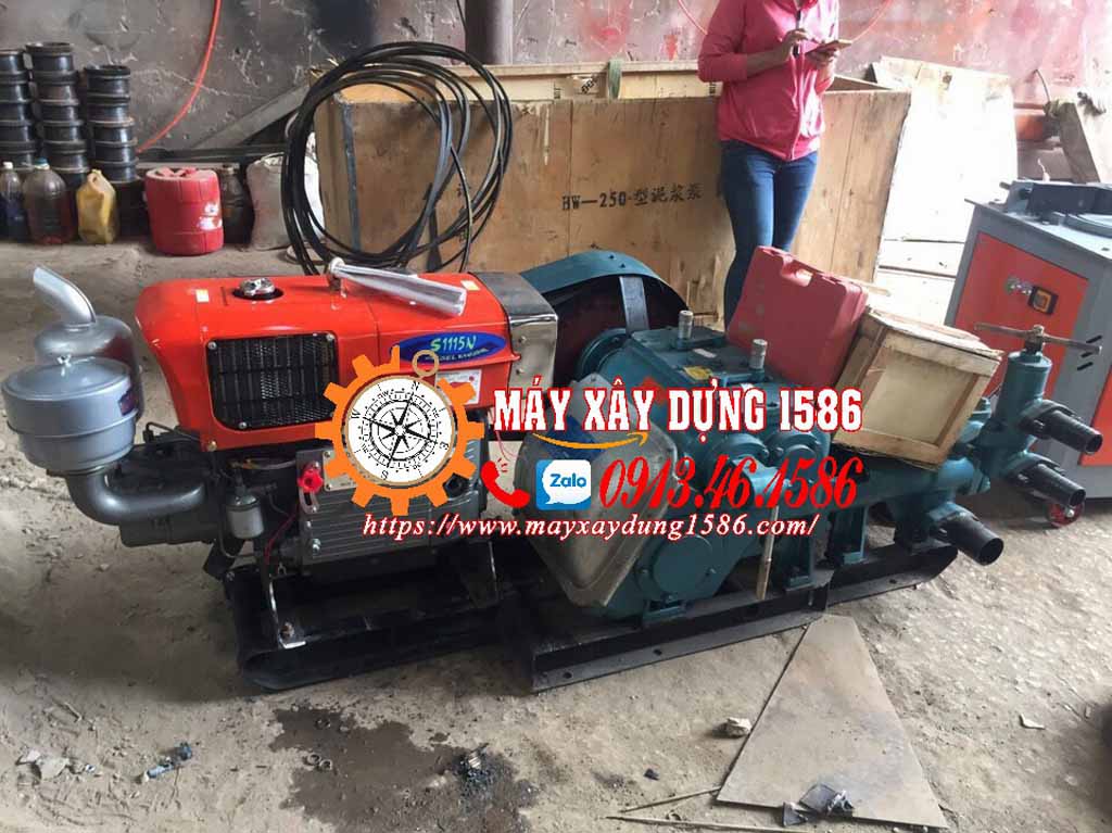 Máy bơm vữa bw250, hàng nhập khẩu chính hãng