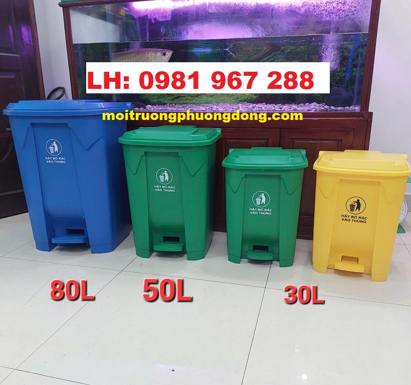 Thùng rác nhựa 30 lít đạp chân loại không có ruột thùng bên trong