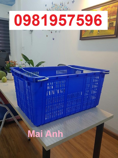 Sọt nhựa có quai sắt, sóng nhựa hở, sọt nhựa