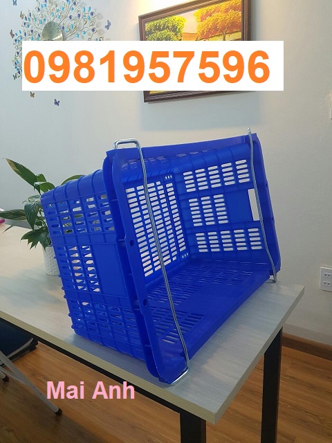 Sọt nhựa có quai sắt, sóng nhựa hở, sọt nhựa