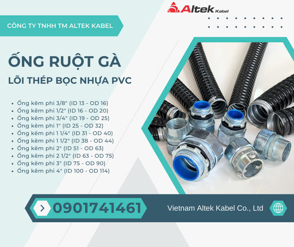 Ống ruột gà lõi thép bọc nhựa pvc, ống kẽm đàn hồi phi 3 ID 75- OD 90